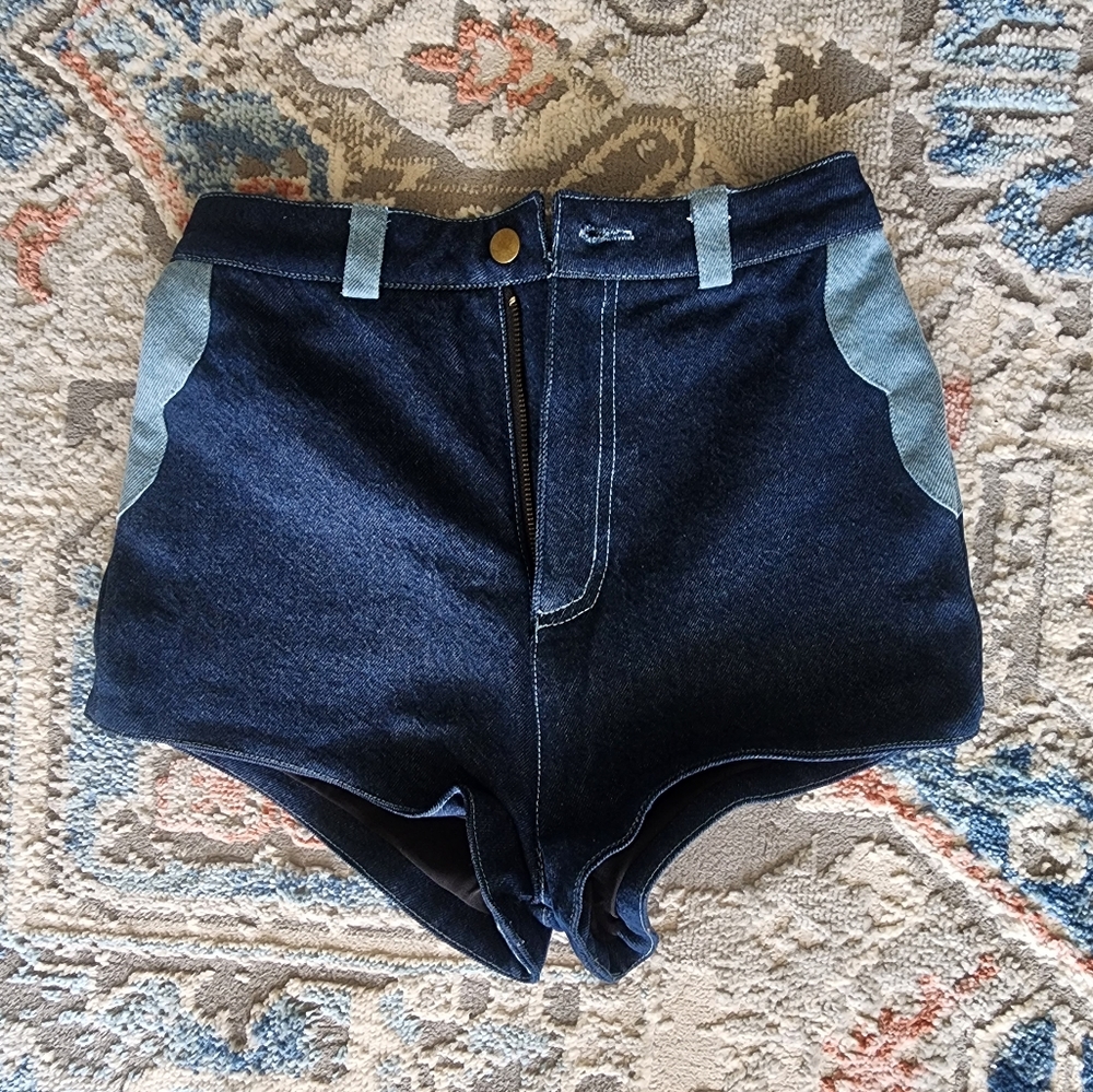 Free People Dark Blue Denim Shorts